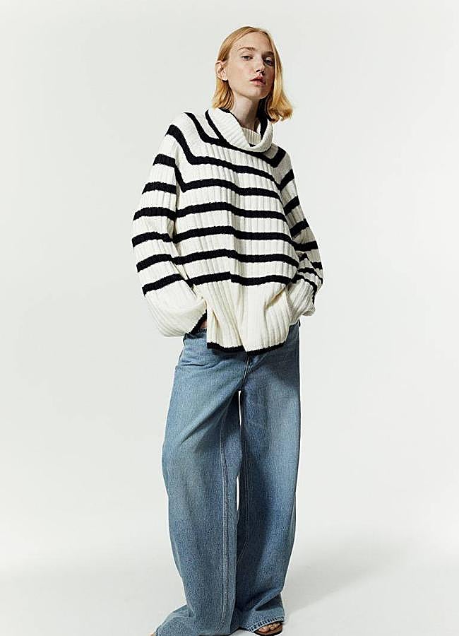 Imagen - Jersey con estampado de rayas y cuello alto