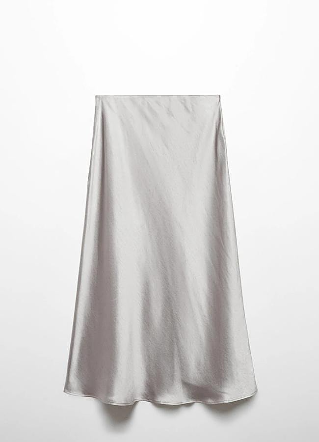 Imagen - Falda de satén plata de Mango, 35,99 euros.
