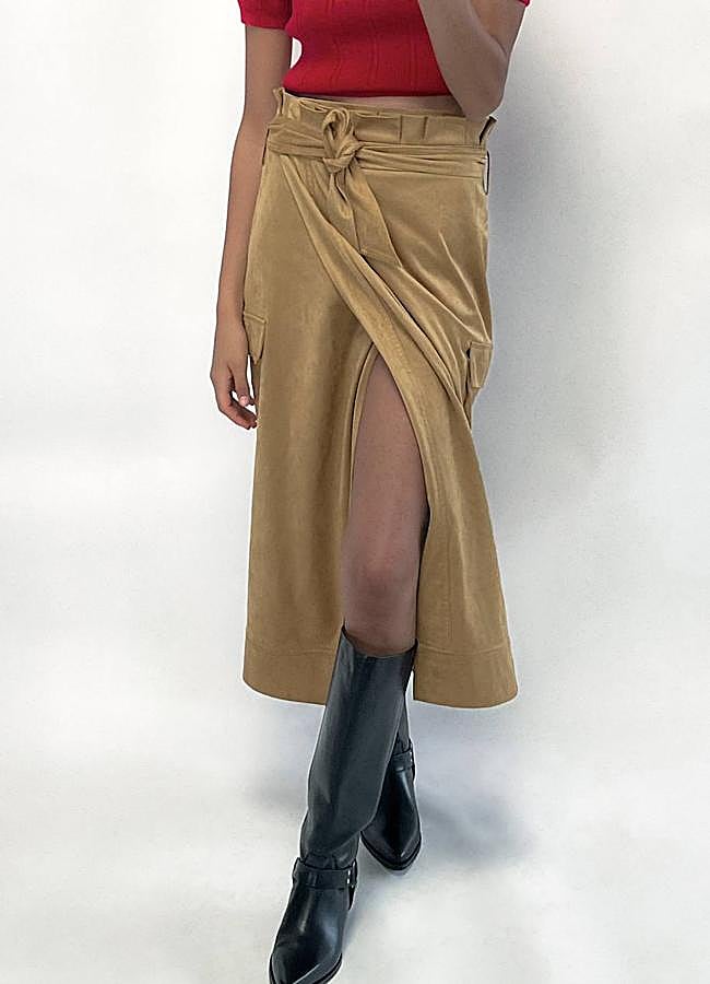 Imagen - Falda de ante tipo paperbag