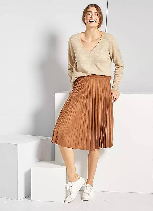 Imagen - Falda midi plisada de ante