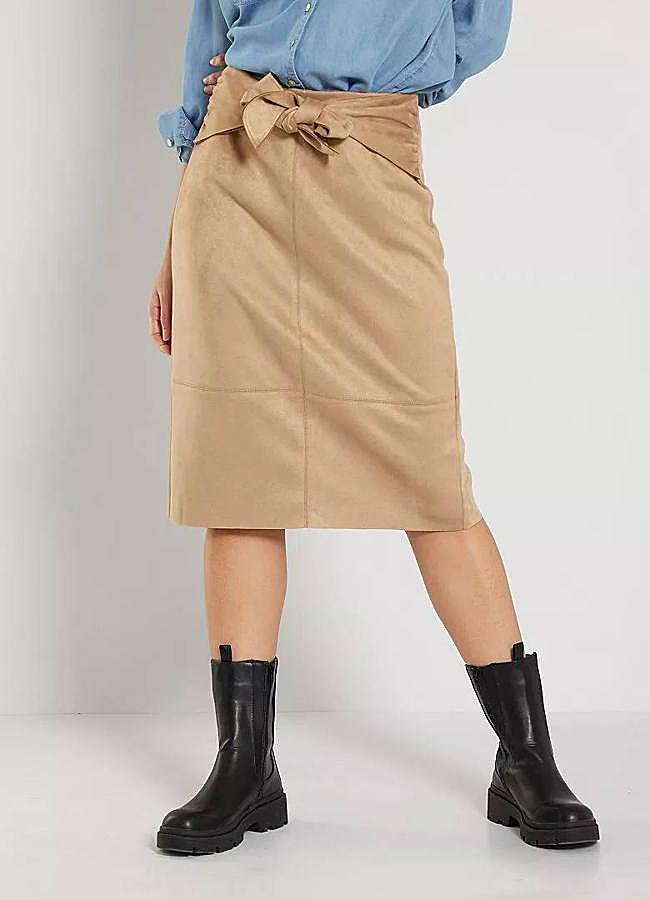 Imagen - Falda de ante midi con detalle de nudo