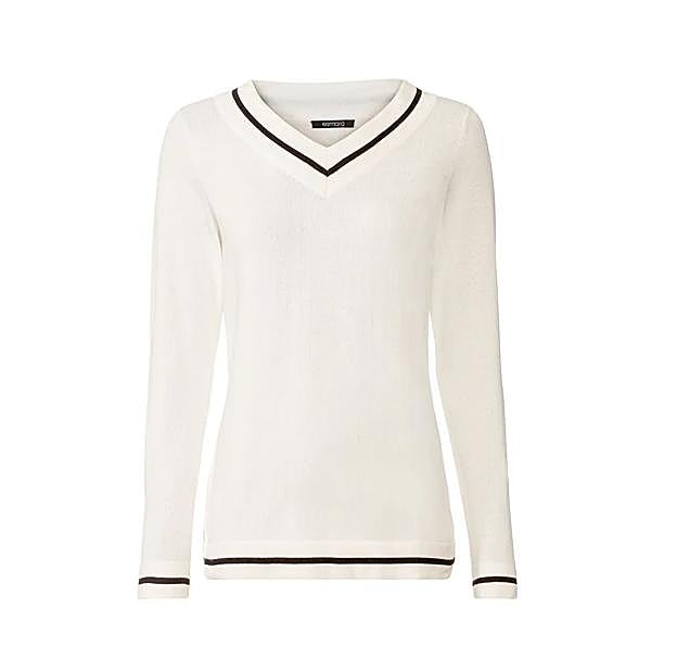 Jersey de cuello en pico en color blanco y negro de Lidl.