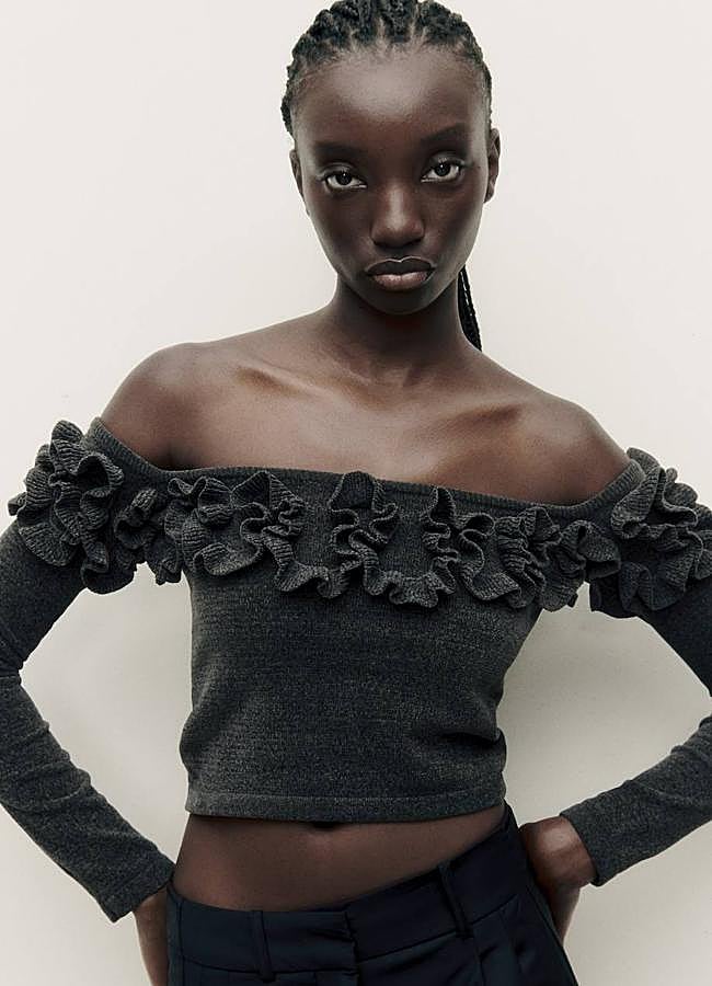 Imagen - Top de punto con escote bardot