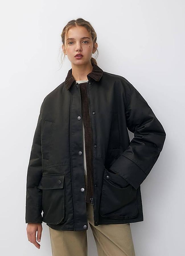 Imagen - Abrigo corto encerado con cuello de pana