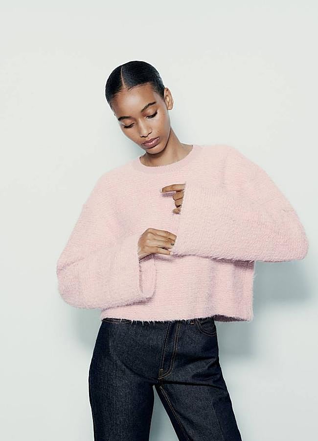 Imagen - Jersey rosa efecto pelo