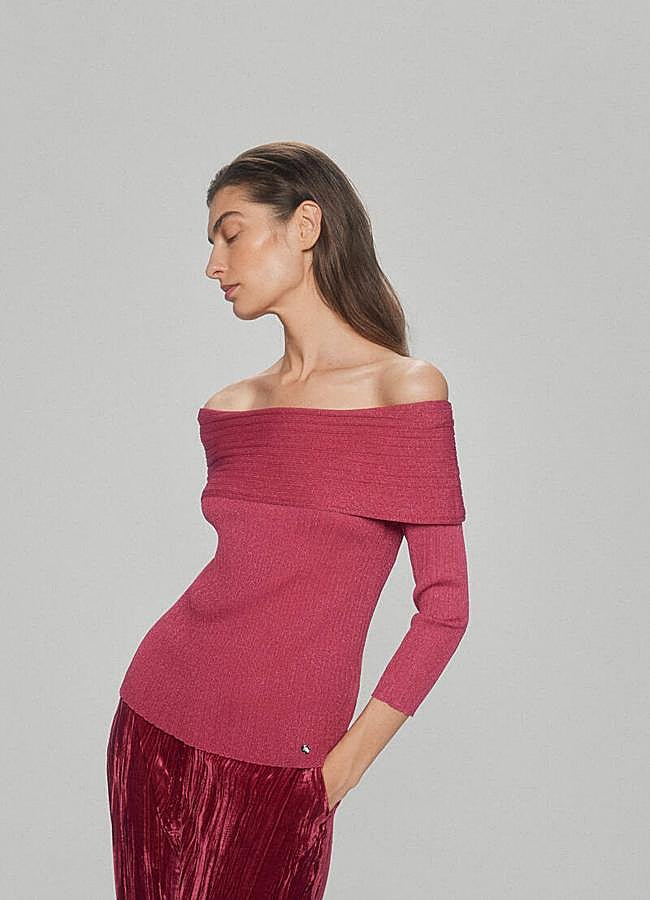 Imagen - Jersey rosa con escote bardot