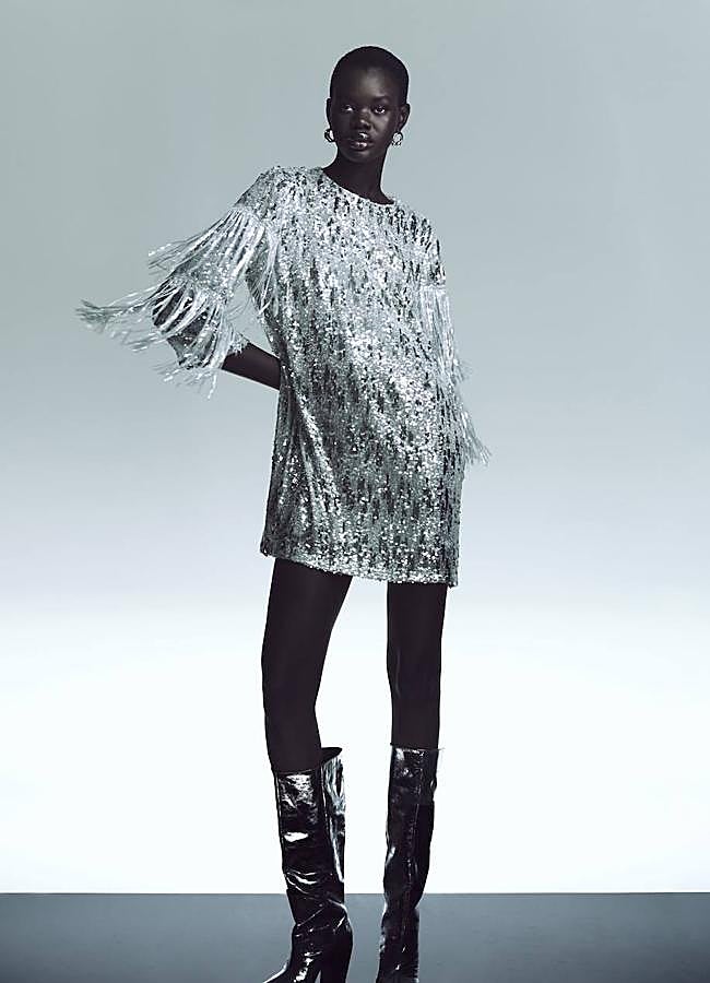 Imagen - Vestido corto con lentejuelas y flecos
