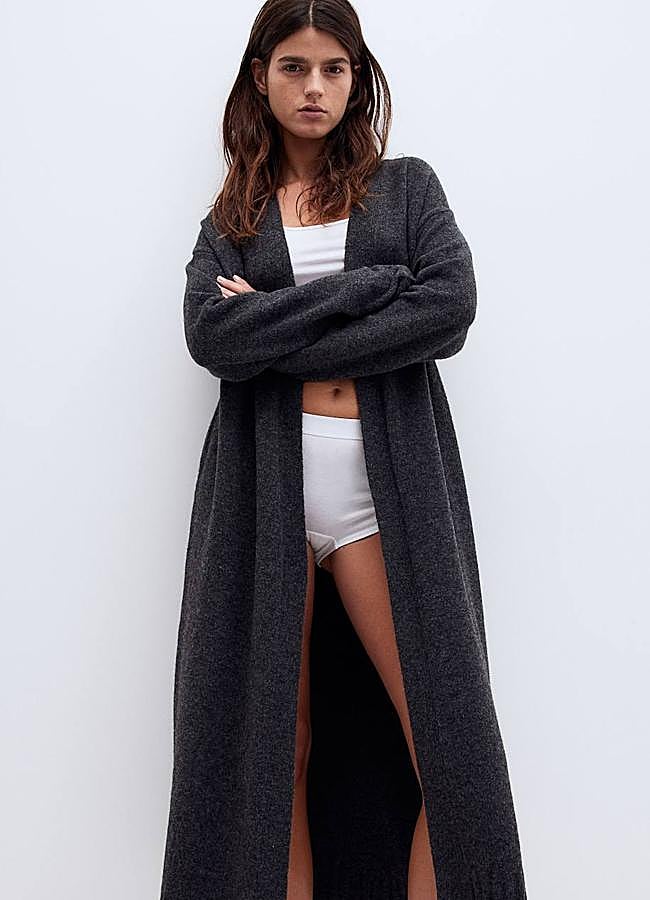 Imagen - Cárdigan largo en punto grueso jaspeado