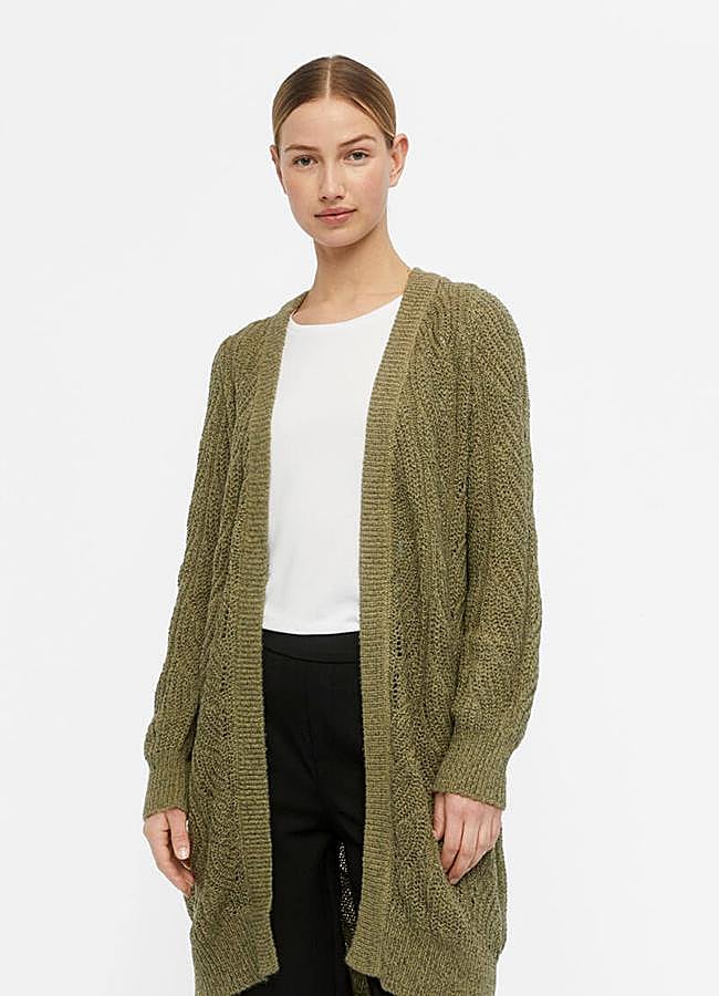 Imagen - Cárdigan largo en tejido de punto trenzado