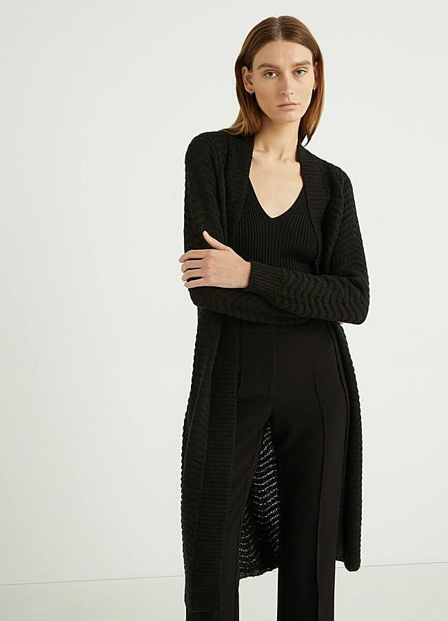 Imagen - Cárdigan largo en tejido de punto color negro