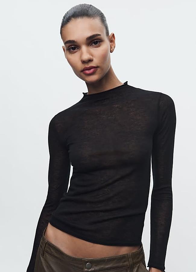 Imagen - Top punto perkins con lana y seda de Zara