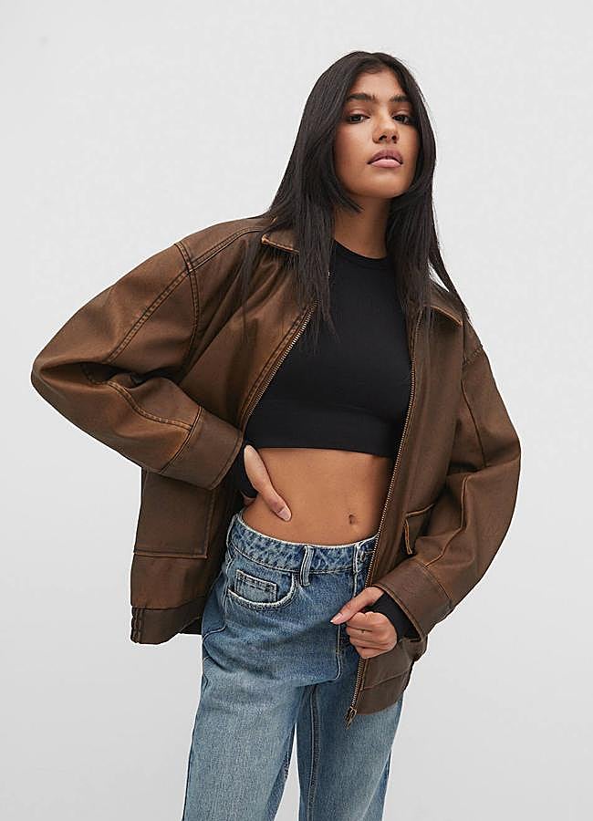 Imagen - Bomber efecto cuero envejecido