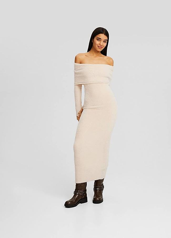Imagen - Vestido de punto con escote bardot efecto pelo