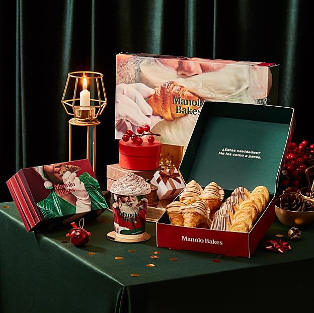 Las propuestas navideñas de Manolo Bakes, y su packaging, con motivos propios de estas fechas.