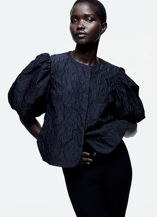 Imagen - Blusa jacquard con mangas globo