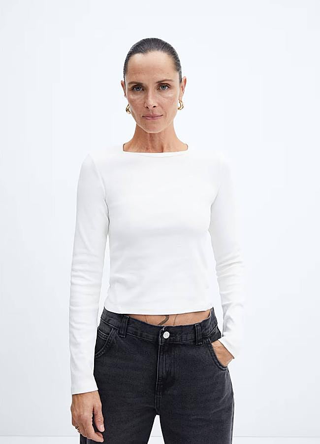 Imagen - Camiseta blanca de algodón de Mango