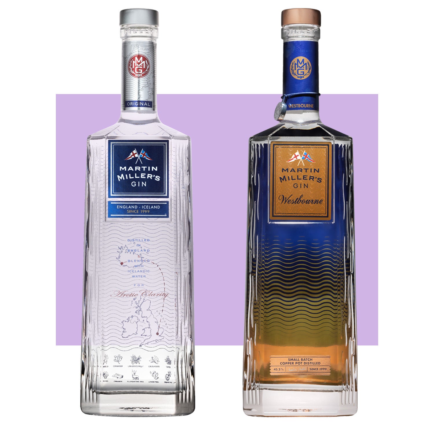 Las dos versiones de la ginebra Martin Miller's, ideales para una sobremesa de lujo.