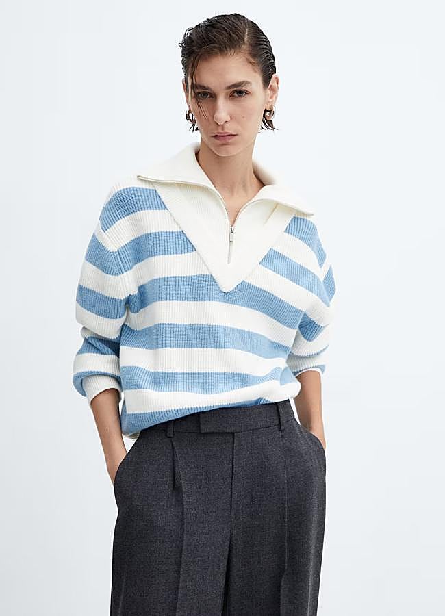 Imagen - Jersey con estampado de rayas y cremallera de Mango.