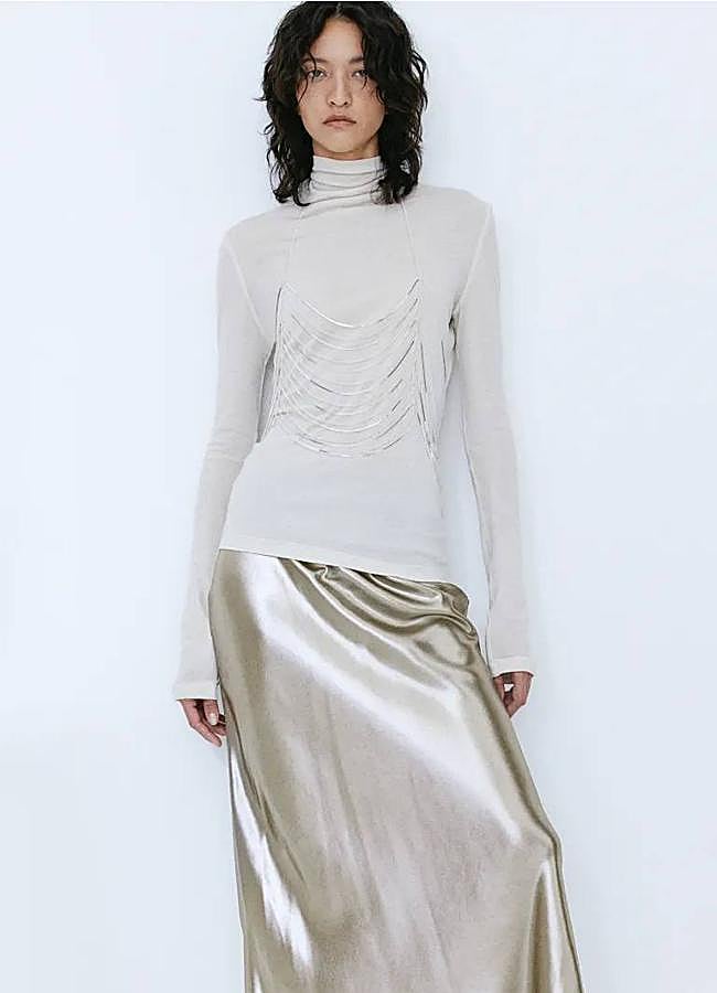 Imagen - Falda de satén efecto metalizado