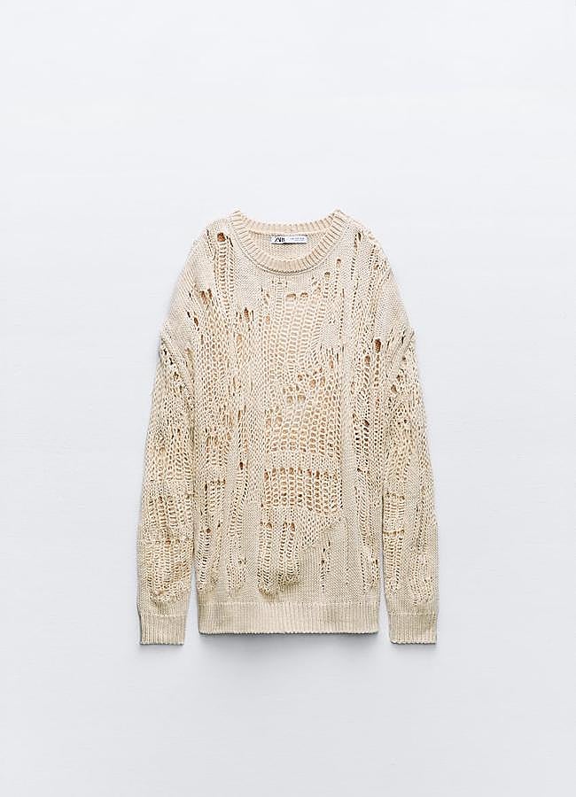 Imagen - Jersey de punto calado en crudo de Zara (12,99 euros).