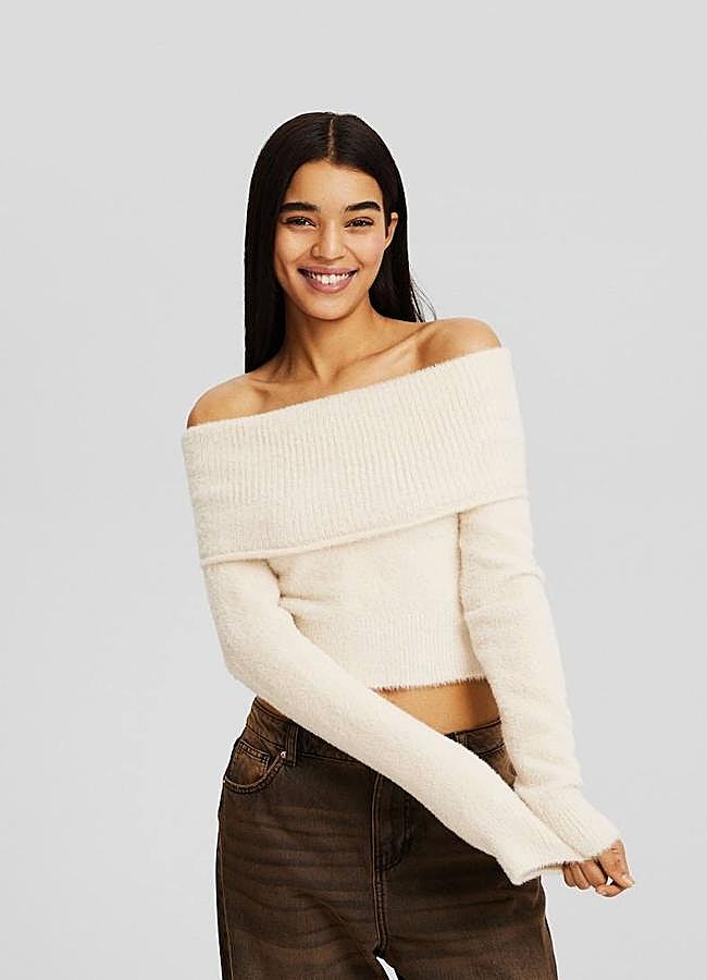 Imagen - Jersey efecto pelo con escote bardot