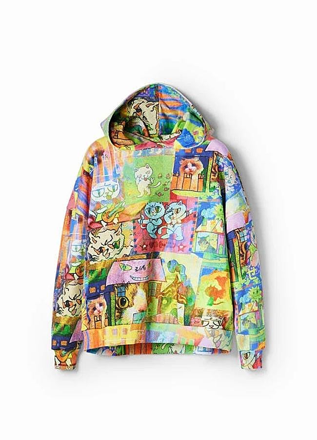 Imagen - Sudadera oversize de gatos de Desigual, 44,98 euros.