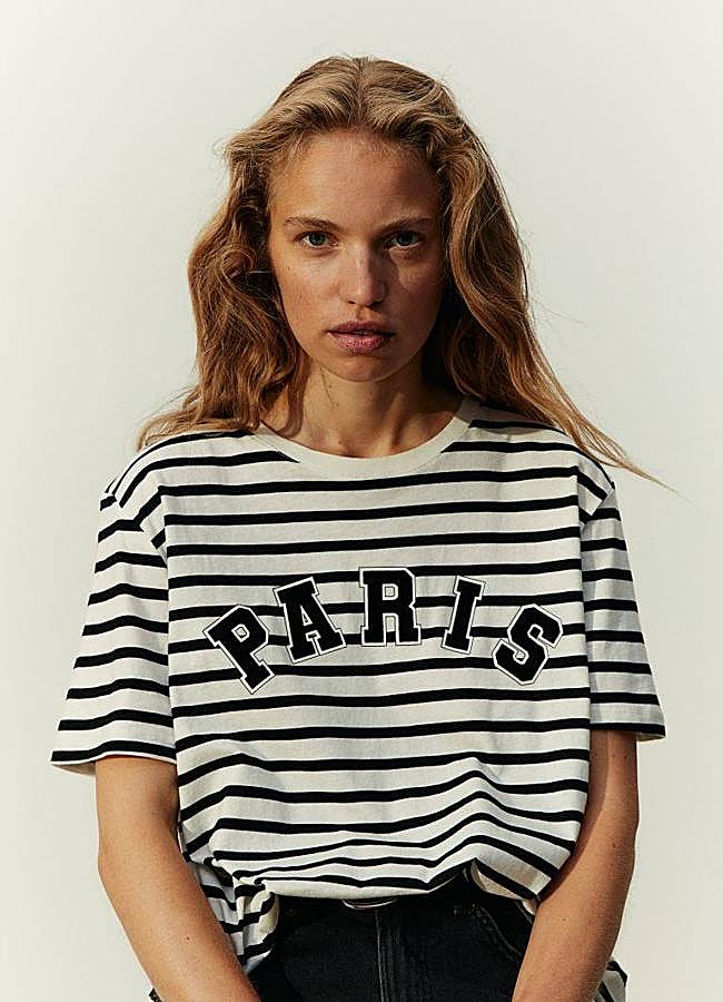 Imagen - Camiseta con estampado de rayas y texto