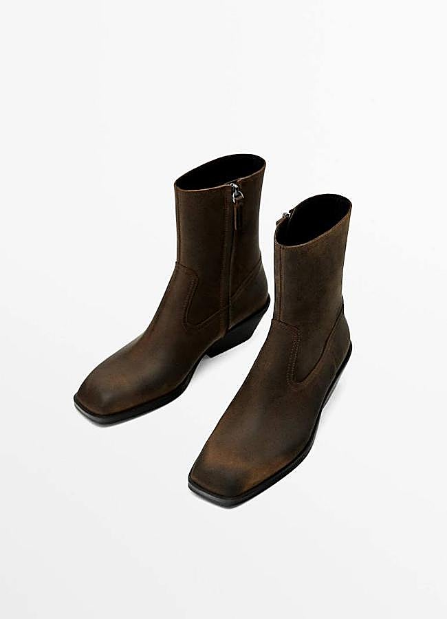 Imagen - Botines en tejido de piel envejecida marrón