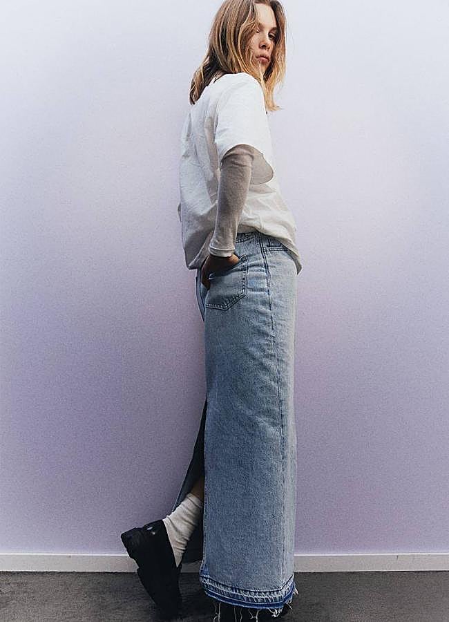 Imagen - Falda vaquera con bajo deshilachado