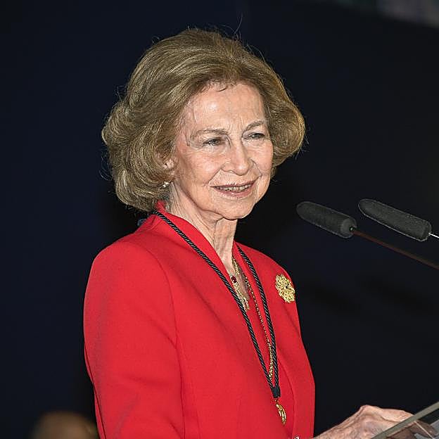 La reina Sofía, durante su discurso de agradecimiento. 