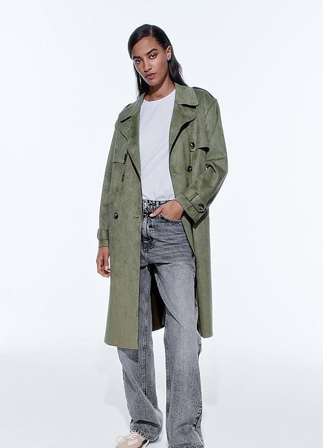 Imagen - Trench efecto ante color khaki