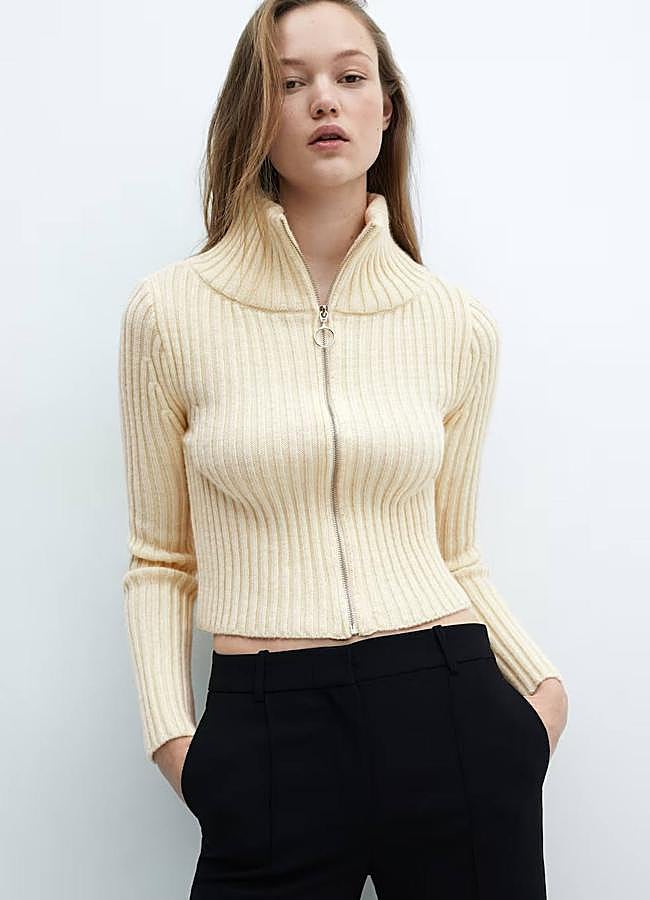 Imagen - Cárdigan de canalé con cremallera