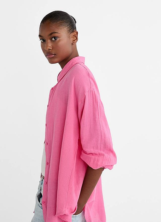 Imagen - Camisa rosa en tejido de lino