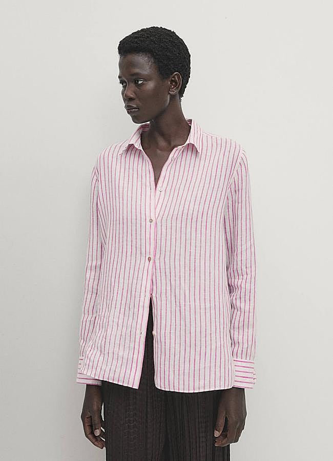 Imagen - Camisa rosa con estampado de rayas