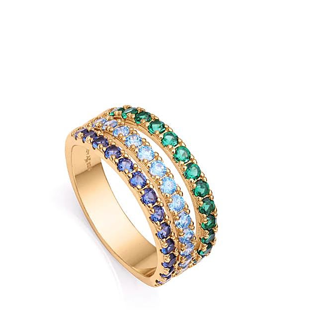 Anillo de plata bañado en oro con circonitas de Viceroy.