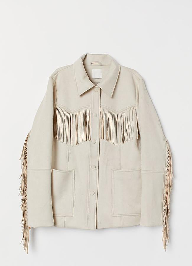 Imagen - Chaqueta con flecos en beige claro de H&M.