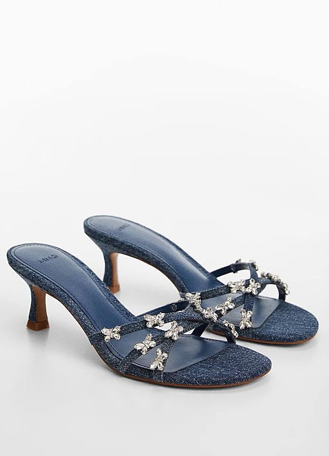 Imagen - Sandalias de tacón bajo denim con cristales