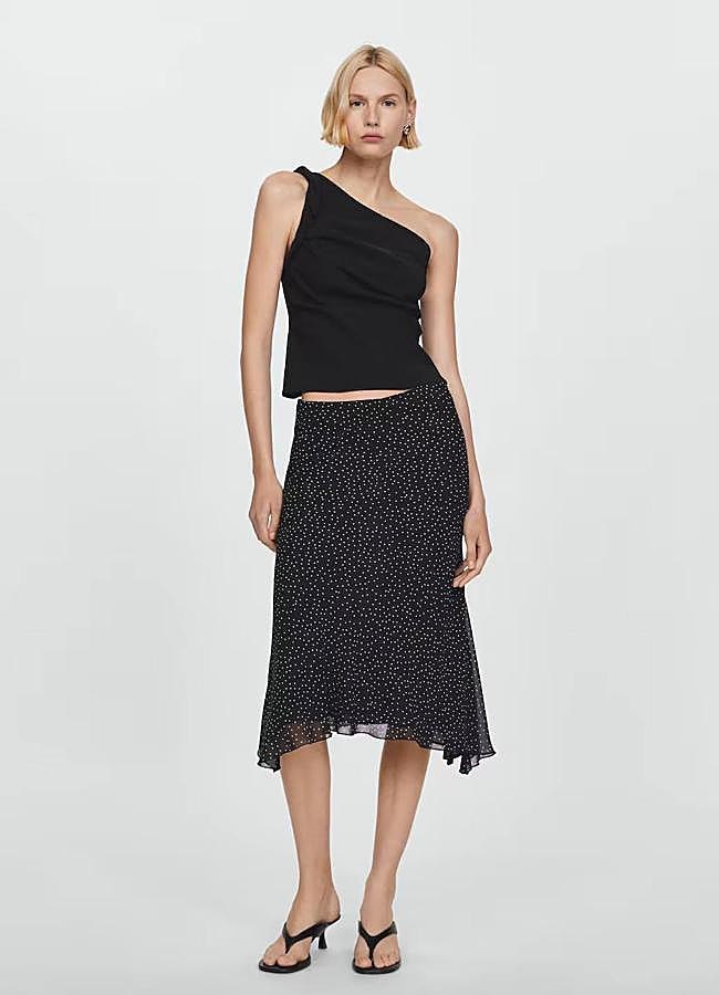 Imagen - Falda midi con estampado de lunares