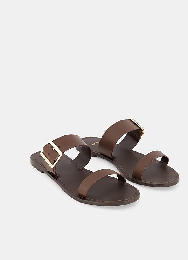 Imagen - Sandalias de piel en marrón de Hipercor.