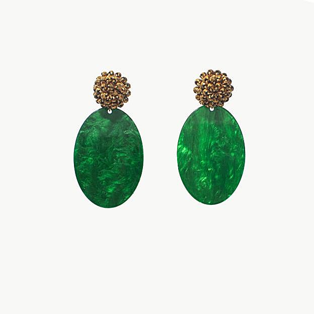 Pendientes en color verde y detalle dorado de Ane&Grace: