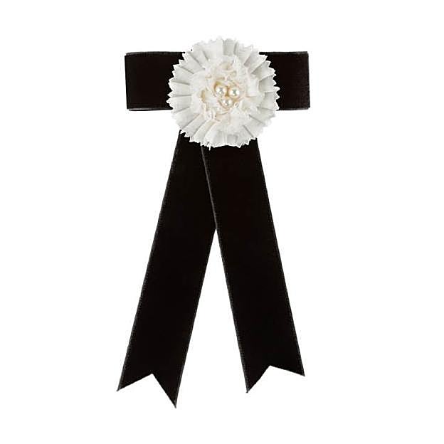 Pasador con lazo de terciopelo y flor