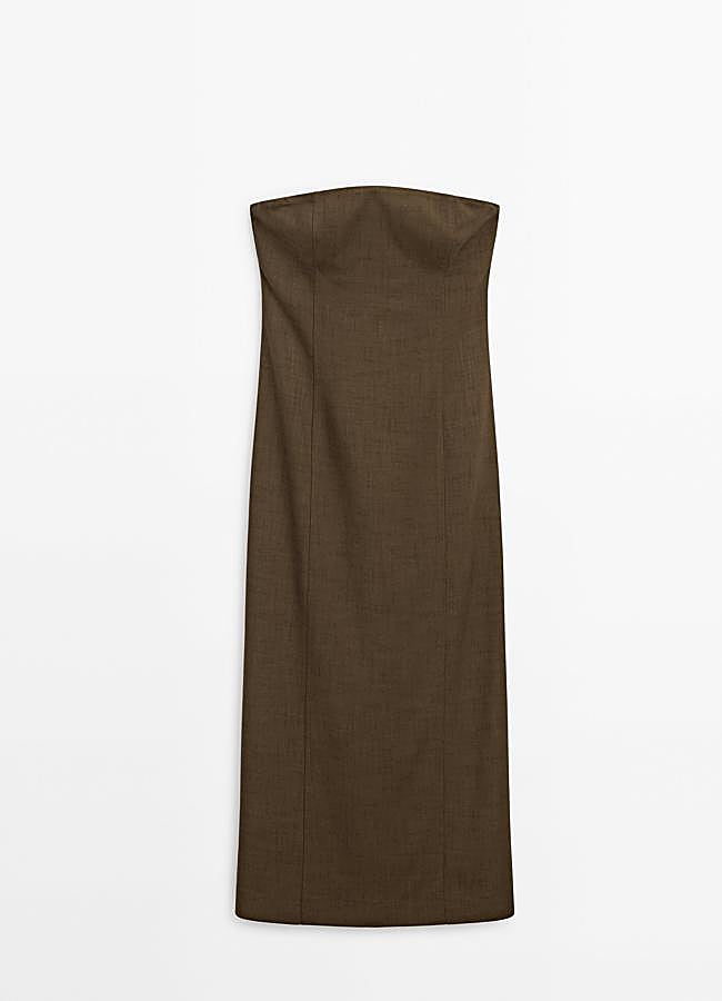 Imagen - El vestido marrón de lino de Massimo Dutti.