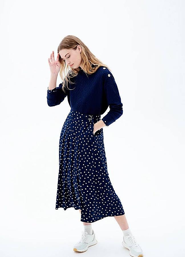 Imagen - Falda midi con estampado de lunares