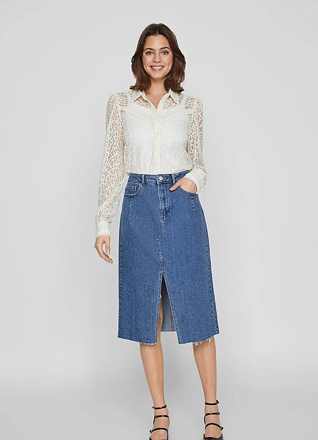 Imagen - Falda midi en tejido vaquero