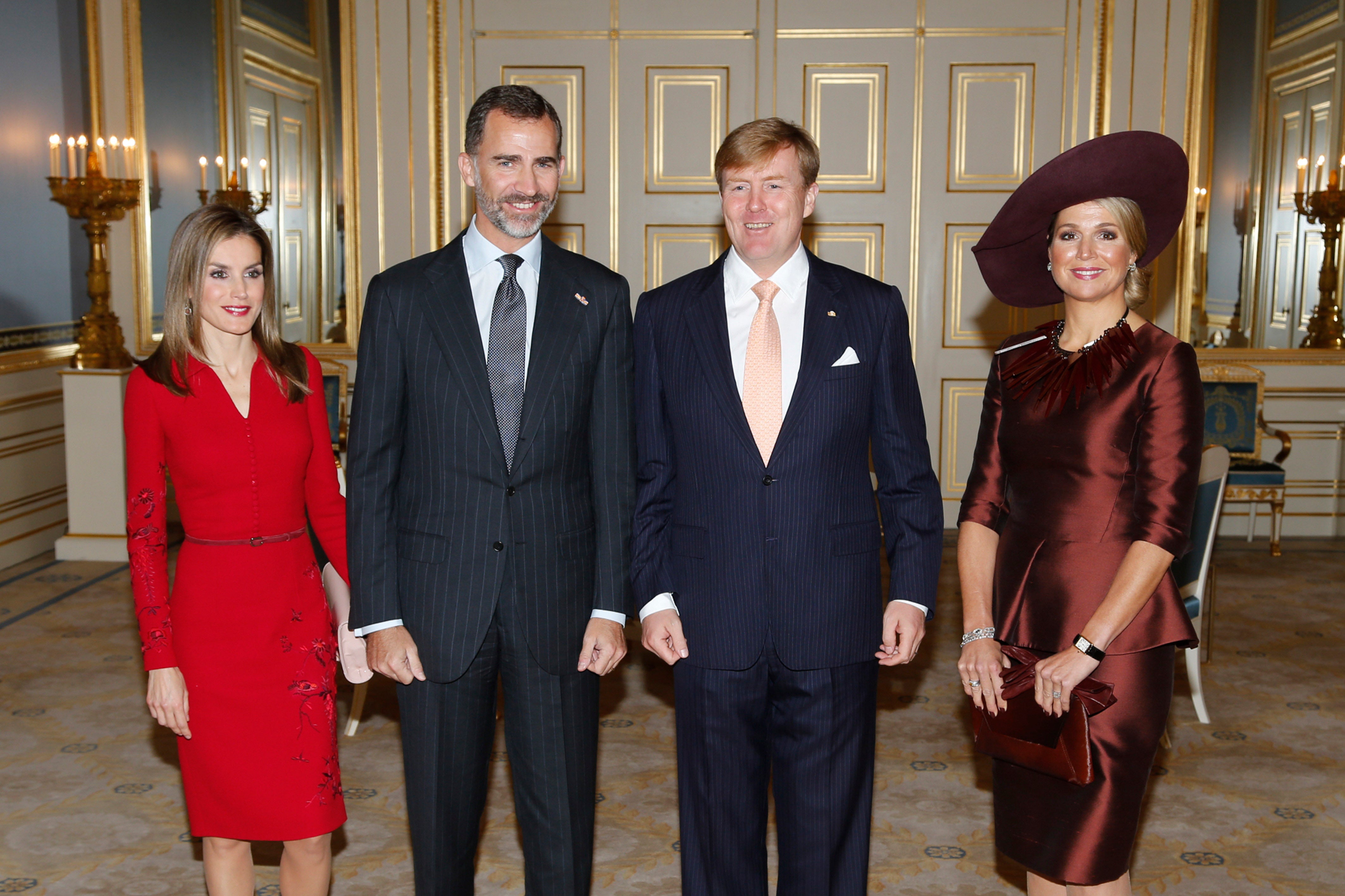Máxima de Holanda y Letizia, junto a sus maridos, en 2014
