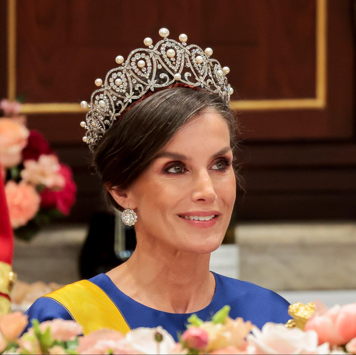 La reina Letizia durante la cena de gala.