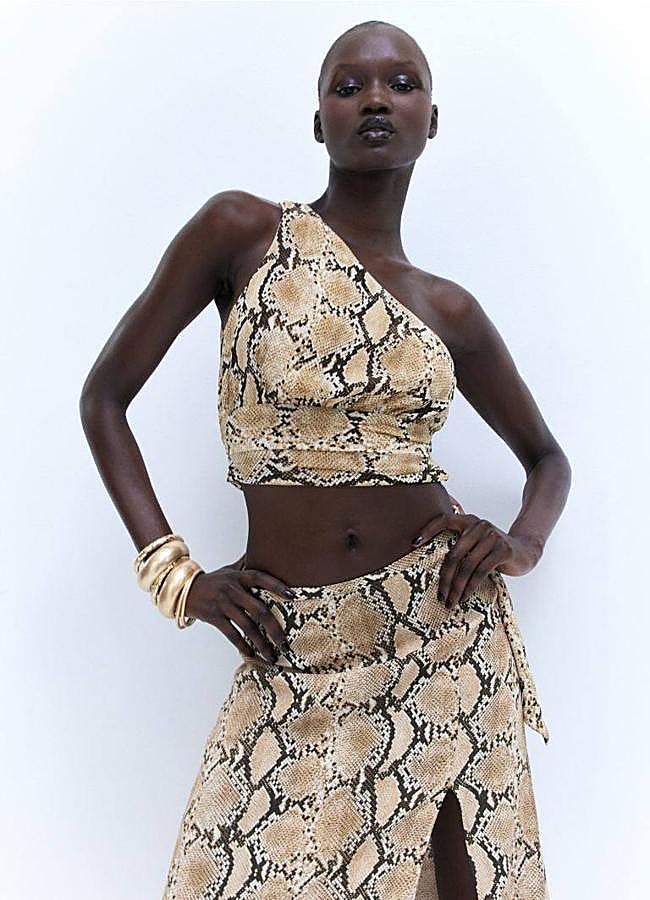 Imagen - Top con un hombro en estampado animal