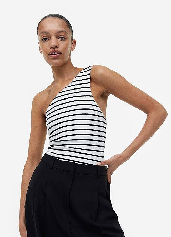 Imagen - Top con un hombro en estampado de rayas