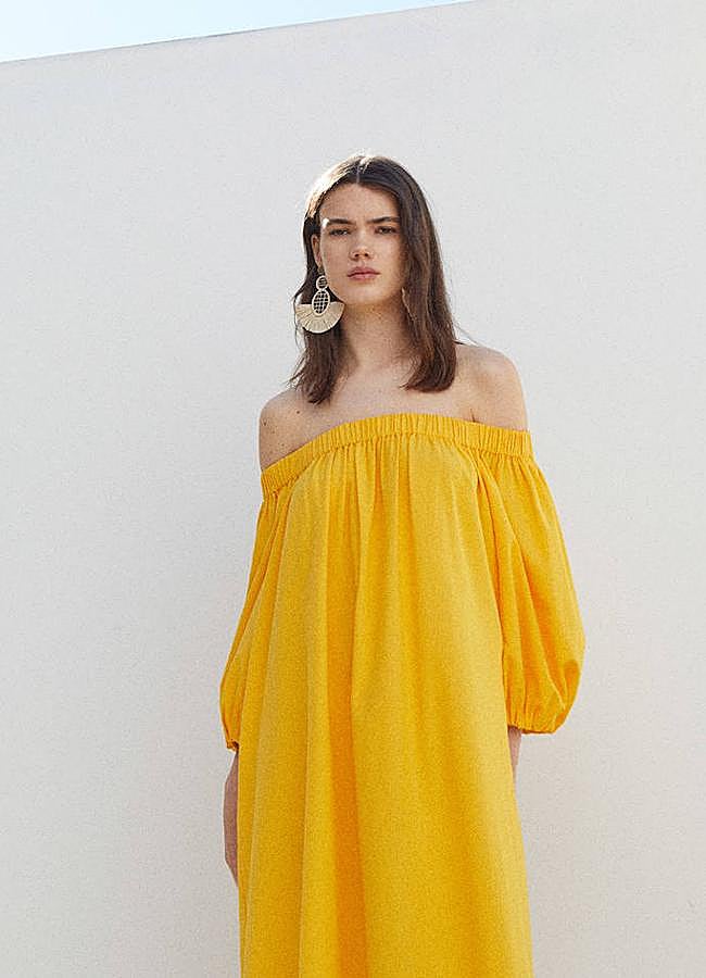 Imagen - Vestido midi con escote bardot