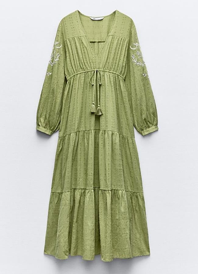 Imagen - Vestido verde estilo boho de Zara/ZARA